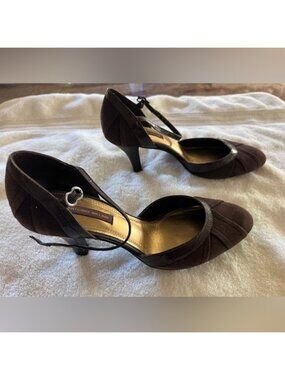 Antonio Melani Brown Suede Pumps with Ankle Strap size 6 1/2